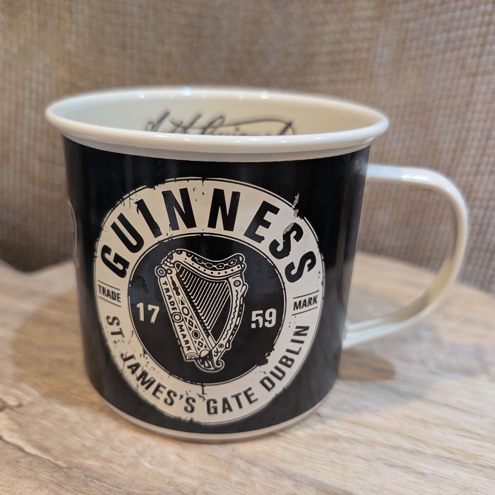 Guinness St. James Gate Enamel Mug, Black and Cream